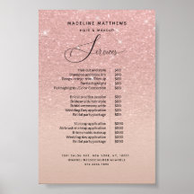 Lista de Preços do Salão Rosa Cor-de-Rosa com Bril