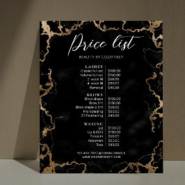 Poster Lista de Preços Elegíveis Dourados e Marble Preto