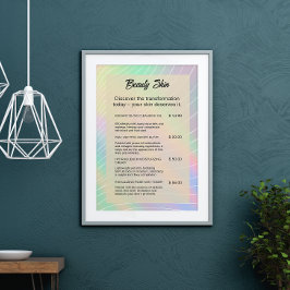 Poster Lista de preços esteticista - Holograma de tendênc