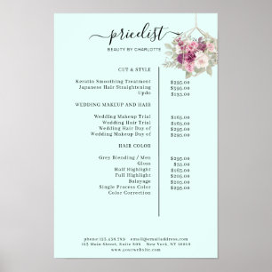 Poster Lista de preços floral moderna Cartaz