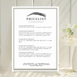 Poster Lista de Preços Minimalista Salão de Sobrancelhas