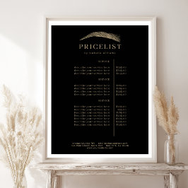 Poster Lista de Preços Minimalista Salão de Sobrancelhas