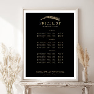 Poster Lista de Preços Minimalista Salão de Sobrancelhas