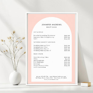 Poster Lista de Preços Salão de Beleza Arco Minimalista M
