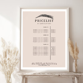Poster Lista de Preços Salão de Sobrancelhas Minimalista