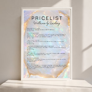 Poster Lista de Preços Salão Opal Holographic Marble