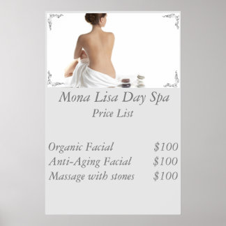 Poster Lista de preços Spa
