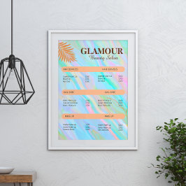 Poster Lista de preços técnicos do Rainbow Holographic Na