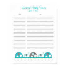 Lista de Presentes de Chá de fraldas de Turquesa e