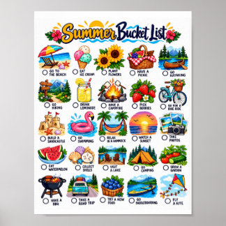 Poster Lista de Verão - Checklist de Atividades Divertida