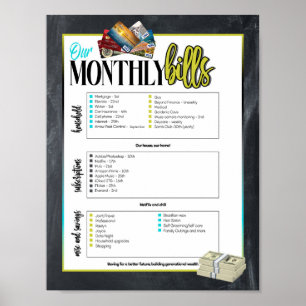 Poster Lista de Verificação de Gráfico de Listas Doméstic