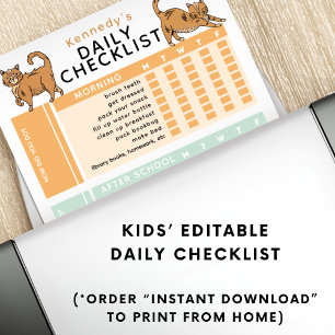 Poster Lista de verificação de tarefa diária para criança