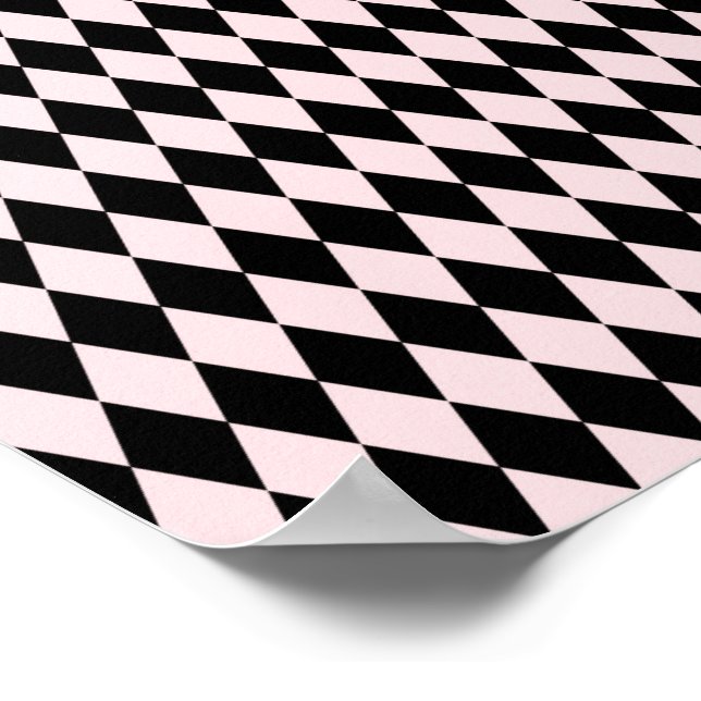 Poster Listra Preta e Rosa Claro Padrão Mínimo Abstrato (Borda)