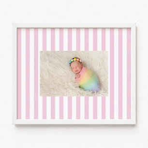 Poster Listras de Bala Rosa Pálido e Branco Foto de Bebê 