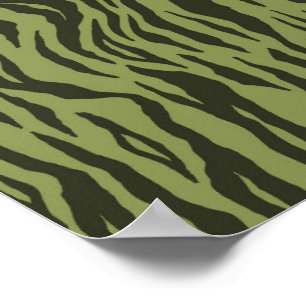 Poster Listras de Tigre Glamourosas em Verde Musgo Estamp