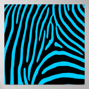 Póster Listras de Zebra Pretas e Aquáticas