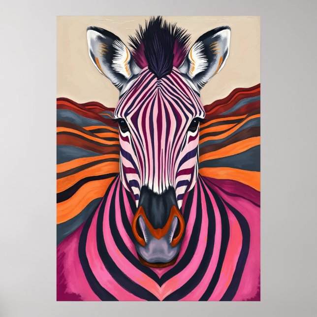 Poster Listras de Zebra Psicodélicas – Safari de Arte Pop (Frente)