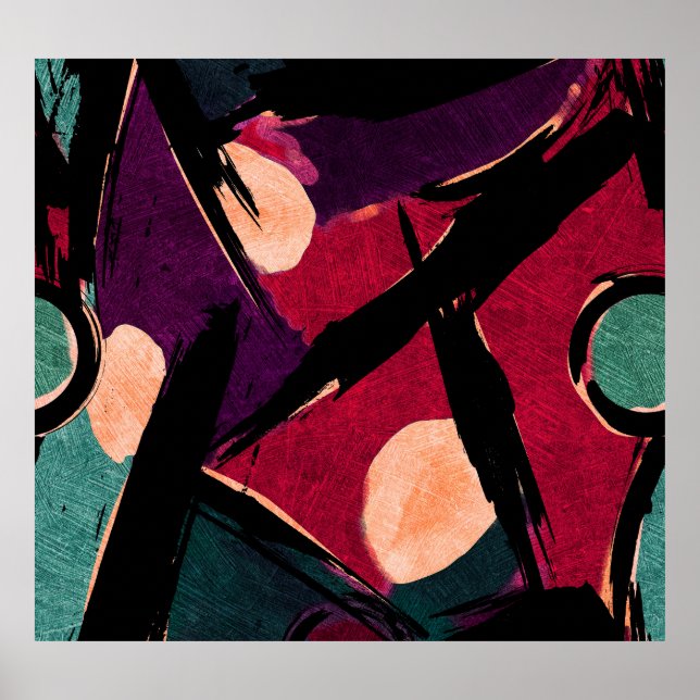 Poster Listras do arco-íris: Textura acrílica Abstrato (Frente)