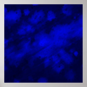 Poster Listras e salpicos azuis reais e Marinhos