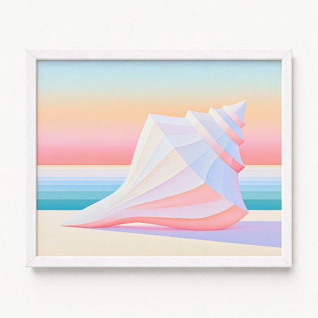 Poster Listras Ombre Pastel Concha (Pastel Ombre Stripes Conch Shell Poster)