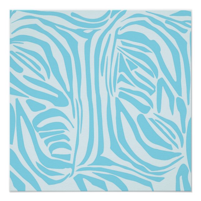 Póster Listras Ousadas de Zebra Azul e Branco (Frente)