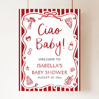 Listras Vermelhas Italiano Ciao Bebê Chamada de Be