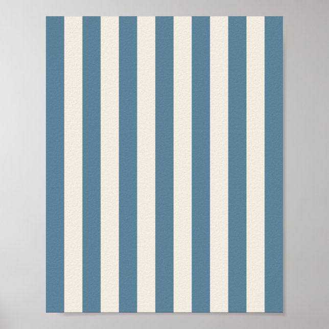 Poster Listras Verticais Azuis e Creme (Frente)