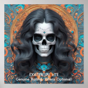 Poster LITE EXISTENCIAL Memento Mori Femme Crânio