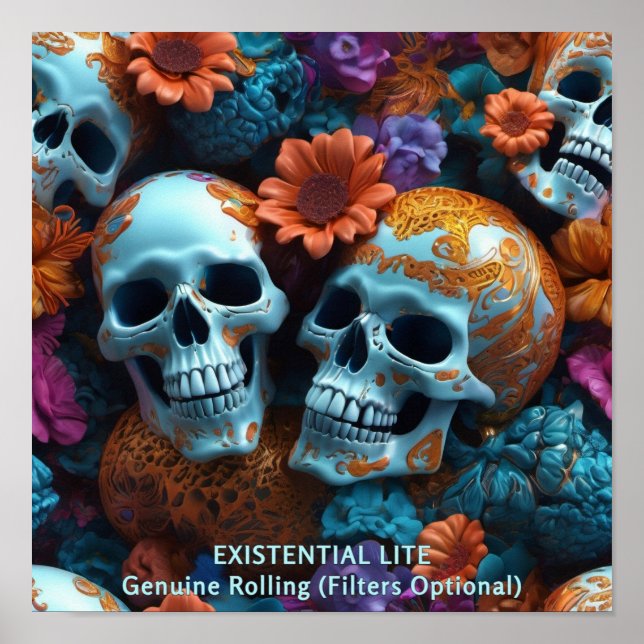 Poster LITE EXISTENCIAL Memento Mori Lovers Skulls (Frente)