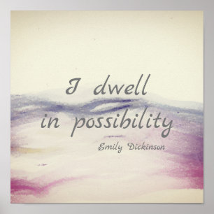 Poster Literatura inspiradora Dickinson cita aquarela