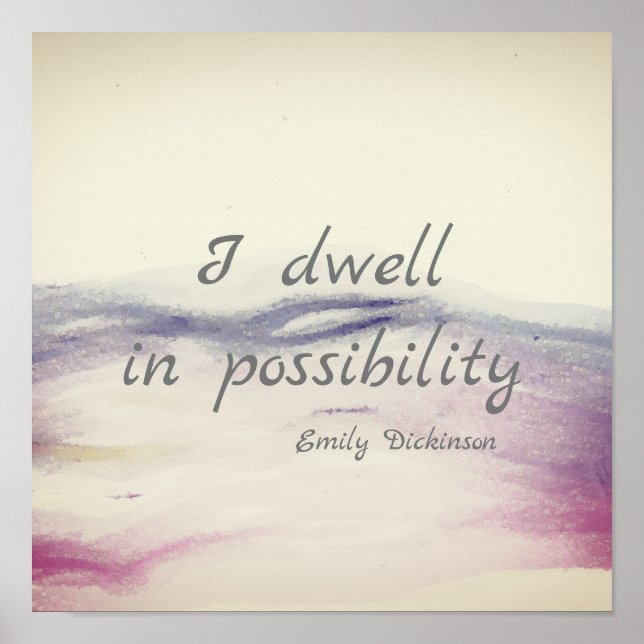 Poster Literatura inspiradora Dickinson cita aquarela (Frente)