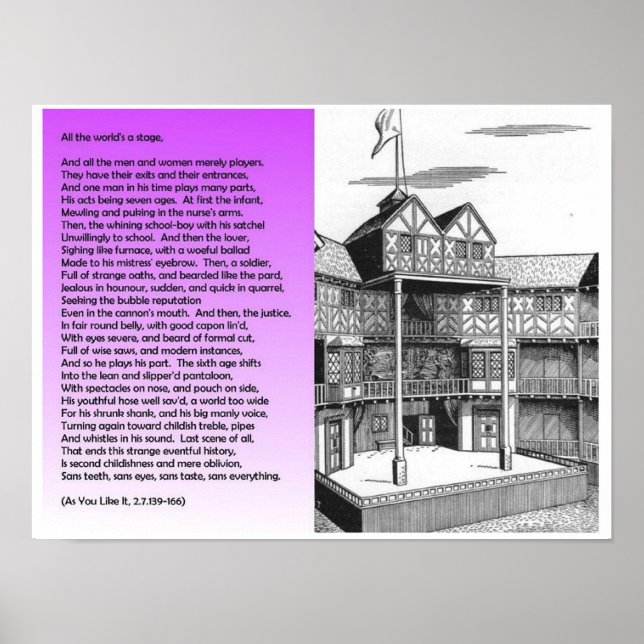 Póster Literatura, Shakespeare, Todo o mundo é um palco (Frente)