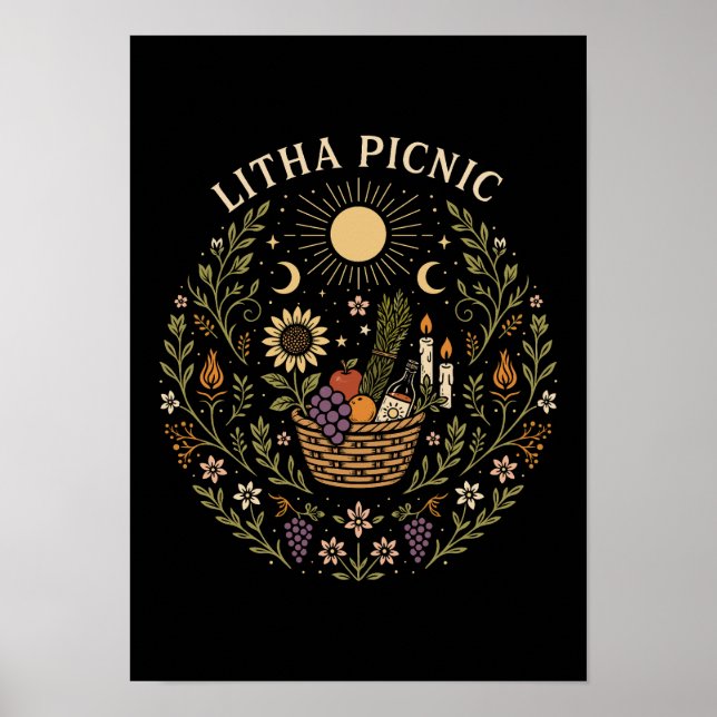 Poster Litha Picnic Summer Solstice Celestial Art (Frente)