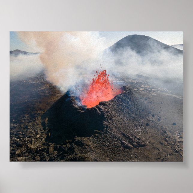 Poster Litli Hrutur volcano eruption in Iceland (Frente)