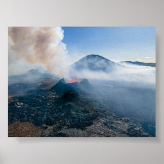 Poster Litli Hrutur volcano eruption in Iceland