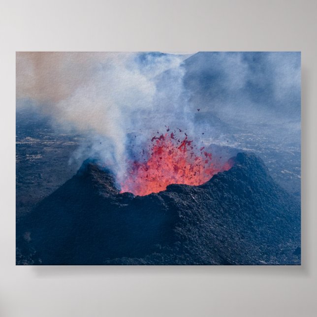 Poster Litli Hrutur volcano eruption in Iceland (Frente)