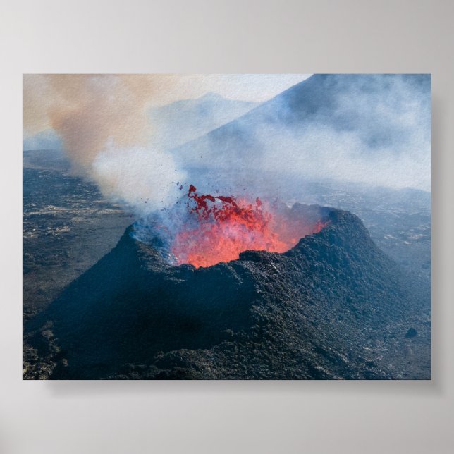 Poster Litli Hrutur volcano eruption in Iceland (Frente)
