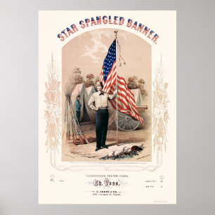 Póster Litografia da bandeira star spangled por P.S.