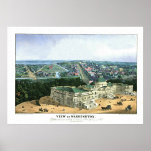 Póster Litografia de cor 1852 - vista de Washington