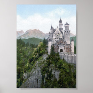 Poster Litografia do castelo de Neuschwanstein