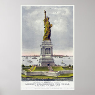 Póster Litografia histórica da estátua da liberdade
