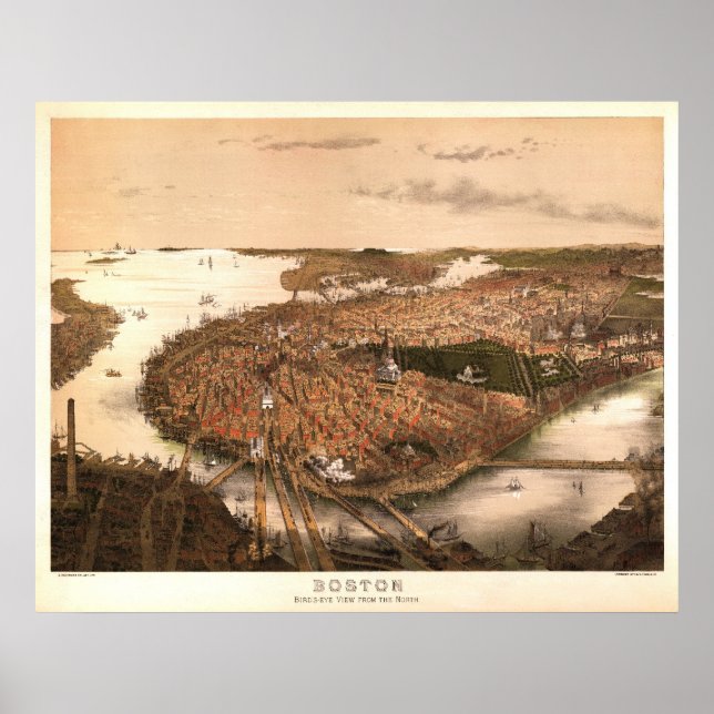 Póster Litógrafo de Reprodução de Boston 1877 (Frente)