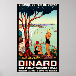 Poster Litoral de Dinard, meninas nadadoras, viagens