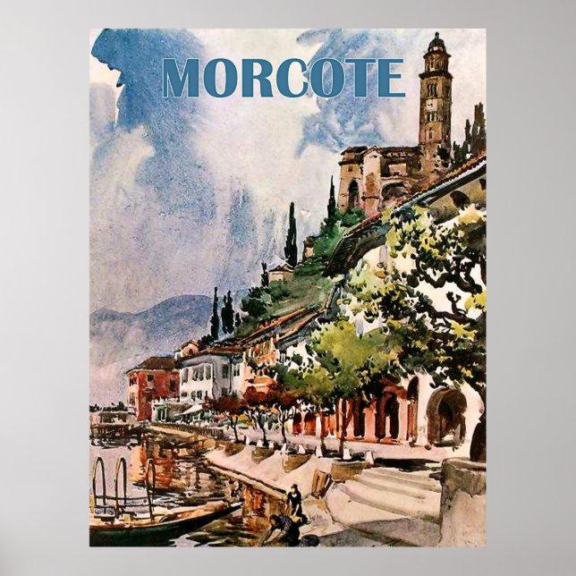 Poster Litoral de Morcote, lago Lugano, Suiça (Frente)