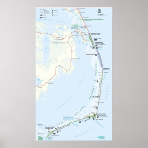 Póster Litoral do nacional de Hatteras do cabo