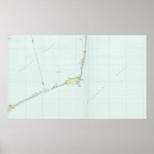 Póster Litoral nacional Mapa de Hatteras do cabo (1985)