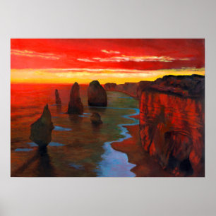 Poster Litoral rochoso no por do sol