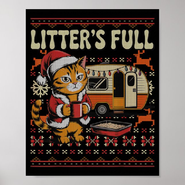 Poster Litter’s Full Cat Parody Cat Owner Christmas Ugly  (Frente)