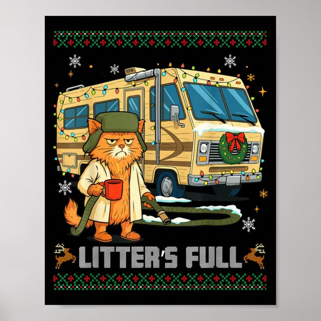 Poster Litter's Full Funny Silly Cat Holding Coffee Meme  (Frente)