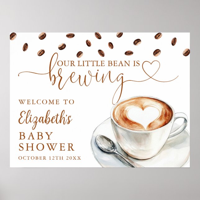 Poster Little Bean Coffee Baby Shower Welcome Sign (Frente)
